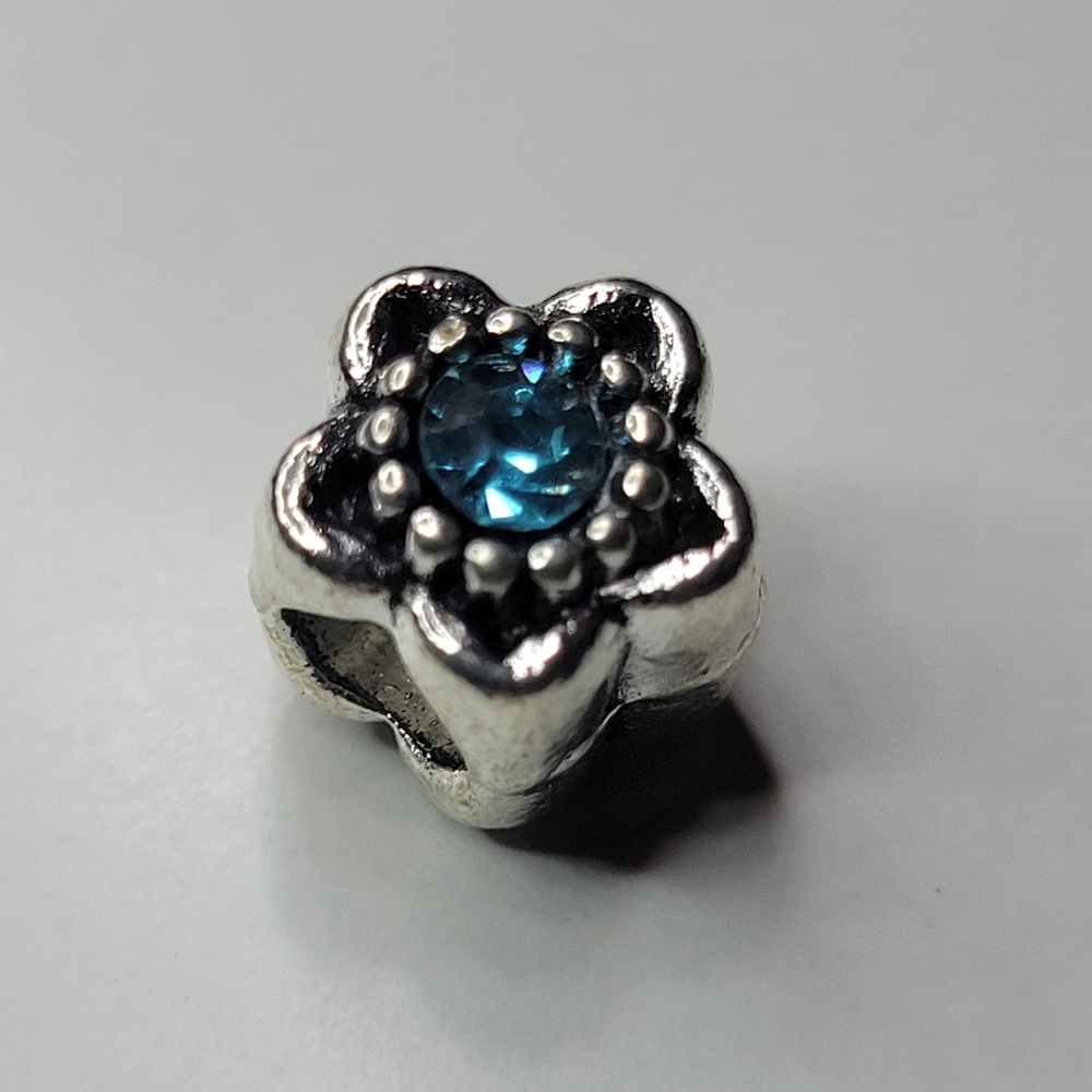 New! For Pandora Charm Bracelet Individual Charm - Blue And Silver Color Flower - Picture 6 of 6